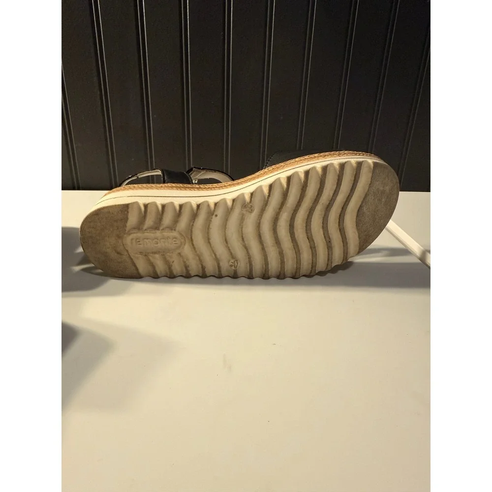 Remonte leather shoes sandles black leather with white platform sides